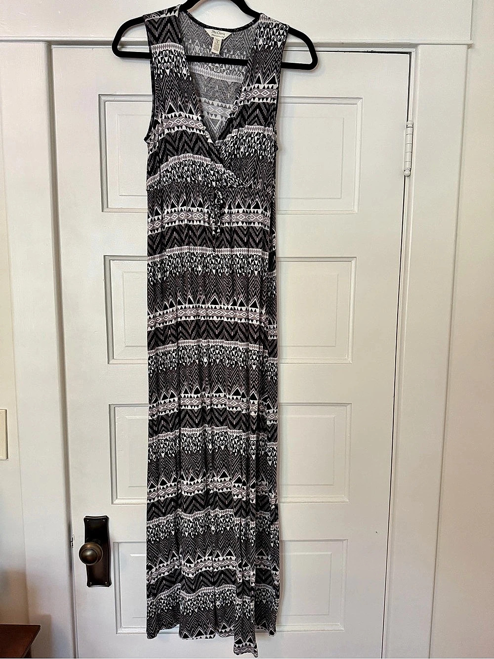 Maternity Ma Cherie Geometric Maxi Dress in Black & White